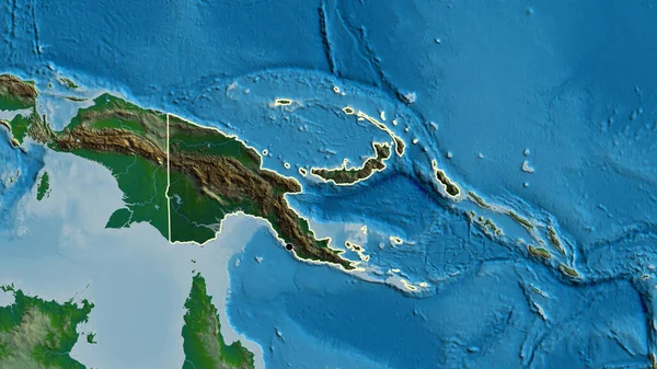 Primo Piano Della Zona Confine Della Papua Nuova Guinea Evidenziando — Foto Stock