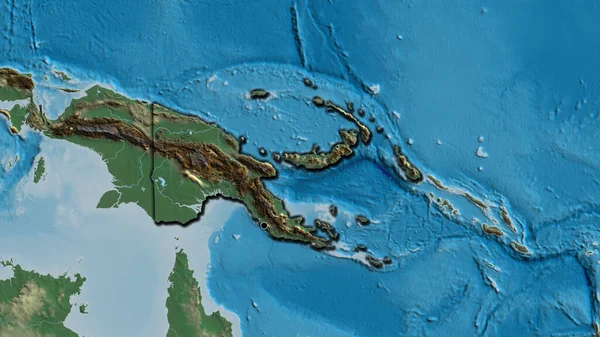 Zbliżenie Papui Nowej Gwinei Mapie Pomocy Humanitarnej Główny Punkt Ścinane — Zdjęcie stockowe