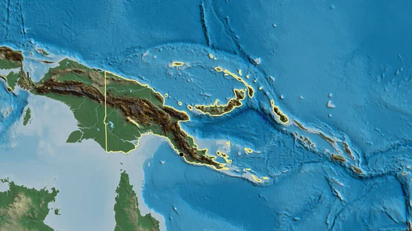 Zbliżenie Papui Nowej Gwinei Mapie Pomocy Humanitarnej Główny Punkt Zarys — Zdjęcie stockowe