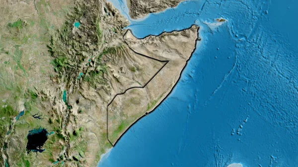 Close Somalia Border Area Satellite Map Capital Point Bevelled Edges — Stock Photo, Image