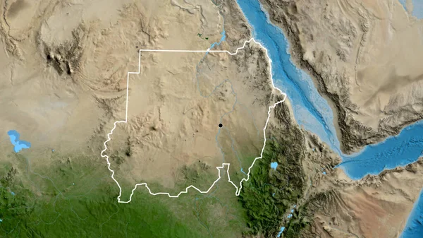 在卫星地图上对苏丹边境地区进行的密切监视 资本点 国家形貌概述 — 图库照片