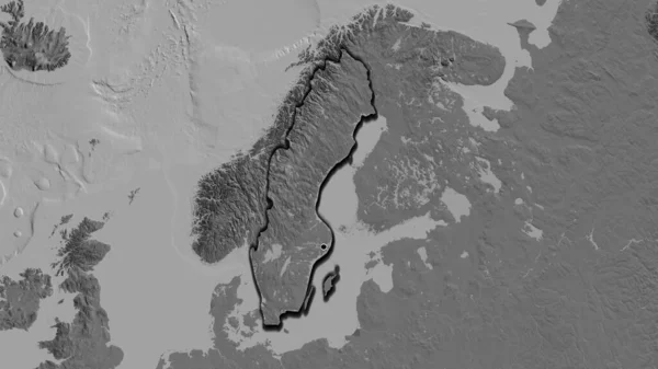 レベルマップ上のスウェーデン国境地帯の閉鎖 資本ポイント 国の形の縁が隠されている — ストック写真