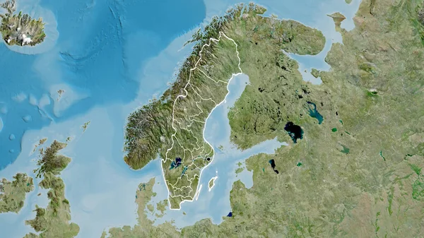 利用卫星地图密切监视瑞典边境地区及其区域边界 资本点 国家形貌概述 — 图库照片