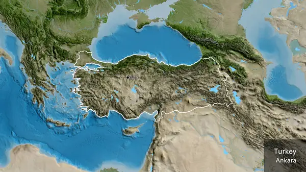 Close Van Het Grensgebied Van Turkiye Een Satellietkaart Hoofdpunt Schets — Stockfoto