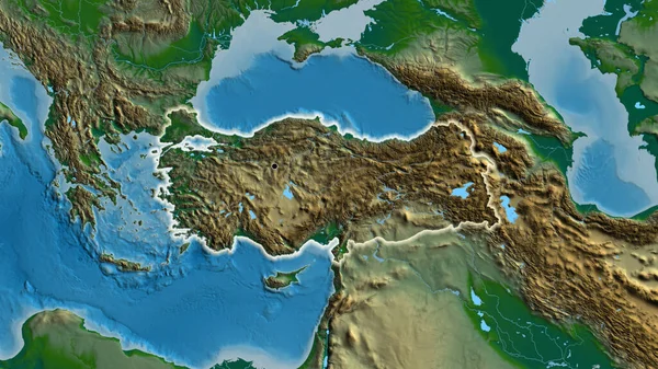 Primer Plano Zona Fronteriza Turkiye Mapa Físico Punto Capital Brillan —  Fotos de Stock