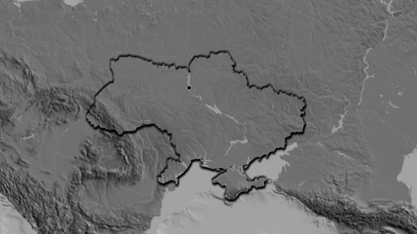 Zbliżenie Strefy Przygranicznej Ukrainy Mapie Dwupoziomowej Główny Punkt Ścinane Krawędzie — Zdjęcie stockowe