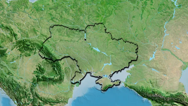 Close Ukraine Border Area Satellite Map Capital Point Bevelled Edges — Stock Photo, Image