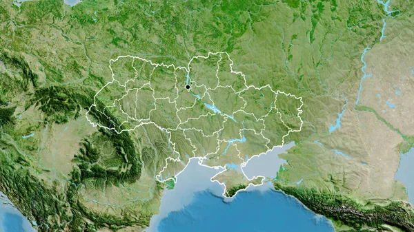 Close Ukraine Border Area Its Regional Borders Satellite Map Capital — Stock Photo, Image