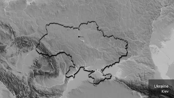 Közelkép Ukrán Határ Menti Területről Egy Szürkeárnyalatos Térképen Remek Pont — Stock Fotó