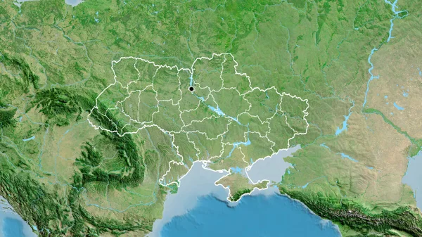 ウクライナ国境地域の閉鎖と衛星地図上のその地域の境界線 資本ポイント 全国の概要 — ストック写真