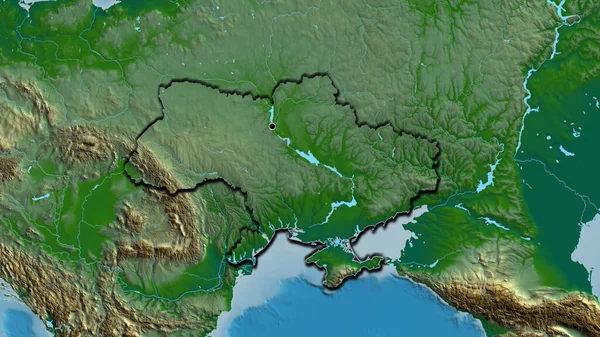Zbliżenie Strefy Przygranicznej Ukrainy Fizycznej Mapie Główny Punkt Ścinane Krawędzie — Zdjęcie stockowe