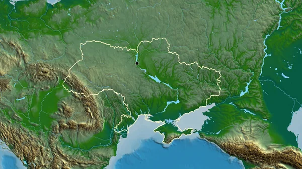 物理的な地図上のウクライナ国境地域の閉鎖 資本ポイント 全国の概要 — ストック写真