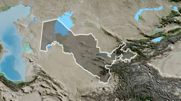 通过卫星地图上的黑暗覆盖 对乌兹别克斯坦边境地区进行了密切监视 资本点 风靡全国 — 图库照片