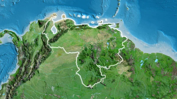 Detailní Záběr Pohraniční Oblasti Venezuely Satelitní Mapě Fakt Záře Kolem — Stock fotografie