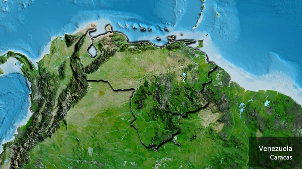Gros Plan Frontière Vénézuélienne Sur Une Carte Satellite Point Capital — Photo