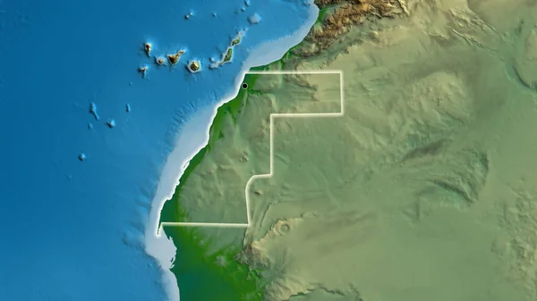 Nahaufnahme Des Grenzgebiets Der Westsahara Auf Einer Physischen Karte Kapitalpunkt — Stockfoto