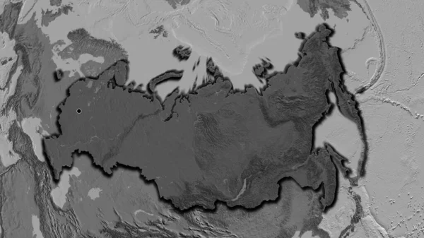 Zbliżenie Rosyjskiej Strefy Przygranicznej Ciemnymi Nakładkami Mapę Dwupoziomową Główny Punkt — Zdjęcie stockowe