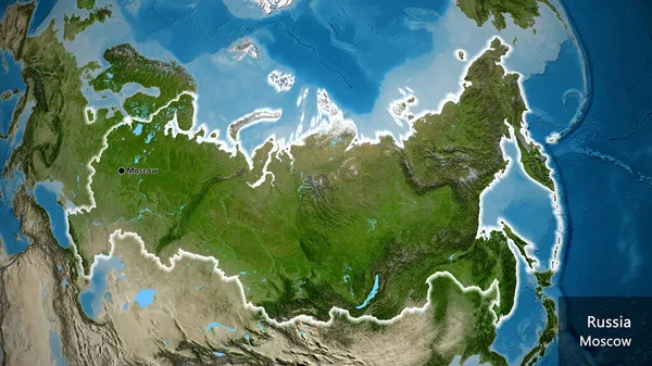 Nahaufnahme Des Russischen Grenzgebiets Auf Einer Satellitenkarte Kapitalpunkt Überall Land — Stockfoto