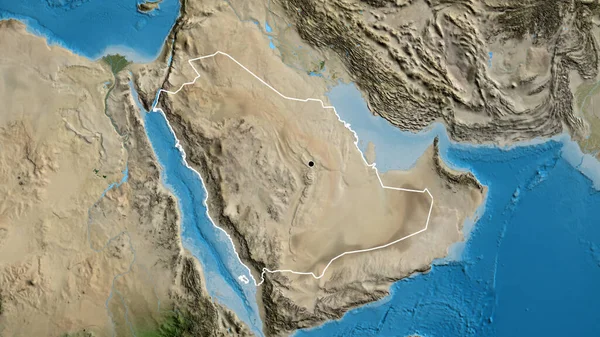 Primer Plano Zona Fronteriza Arabia Saudita Mapa Satelital Punto Capital —  Fotos de Stock