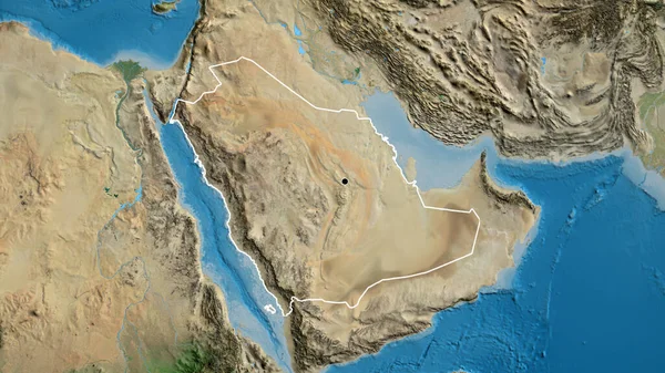 Close Saudi Arabia Border Area Satellite Map Capital Point Outline — Stock Photo, Image