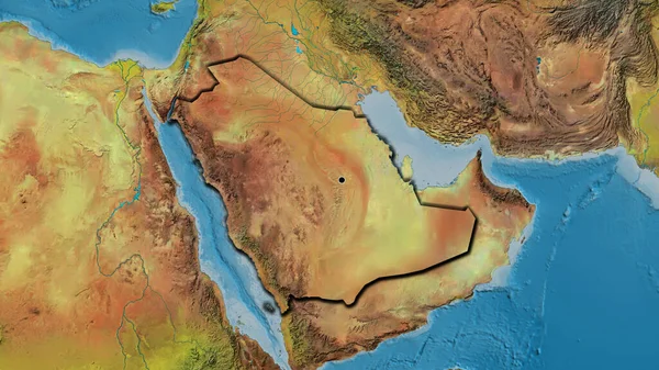 Close Área Fronteira Arábia Saudita Mapa Topográfico Ponto Capital Bordas — Fotografia de Stock