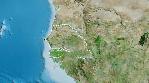 Primer Plano Zona Fronteriza Senegal Mapa Por Satélite Punto Capital — Foto de Stock