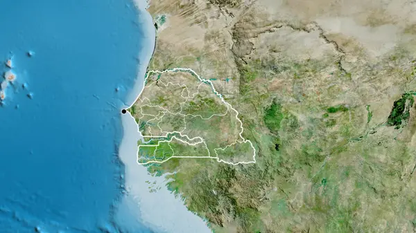 Primer Plano Zona Fronteriza Senegal Sus Fronteras Regionales Mapa Por — Foto de Stock