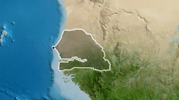 Nahaufnahme Des Senegalesischen Grenzgebiets Hervorgehoben Durch Eine Dunkle Überlagerung Auf — Stockfoto