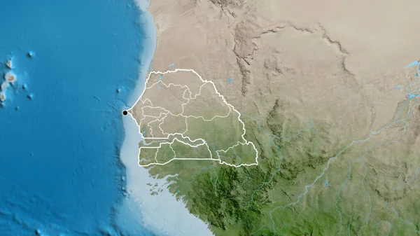 Nahaufnahme Des Senegalesischen Grenzgebiets Und Seiner Regionalen Grenzen Auf Einer — Stockfoto