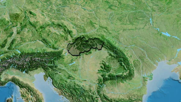 Close Slovakia Border Area Highlighting Dark Overlay Satellite Map Capital — Stock Photo, Image