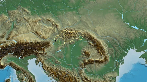 Detailní Záběr Pohraniční Oblasti Slovenska Jejích Regionálních Hranic Reliéfní Mapě — Stock fotografie