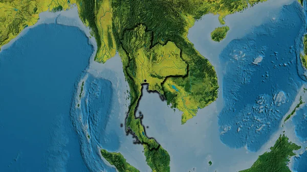 Primer Plano Zona Fronteriza Tailandia Mapa Topográfico Punto Capital Bordes —  Fotos de Stock