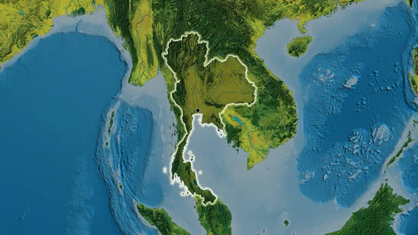 Primer Plano Zona Fronteriza Tailandia Destacando Con Una Oscura Superposición —  Fotos de Stock