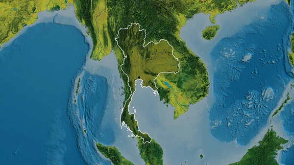 地形図上の暗いオーバーレイで強調タイ国境地域のクローズアップ 資本ポイント 全国の概要 — ストック写真