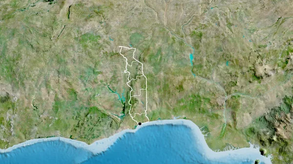 Närbild Togos Gränsområde Och Dess Regionala Gränser Satellitkarta Huvudpunkt Skissera — Stockfoto