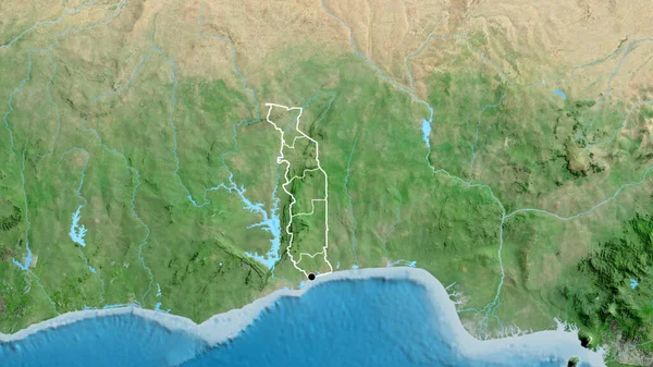 Nahaufnahme Des Togoischen Grenzgebiets Und Seiner Regionalen Grenzen Auf Einer — Stockfoto
