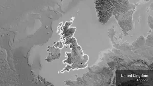 Detailní Záběr Pohraniční Oblasti Spojeného Království Mapě Stupních Šedi Fakt — Stock fotografie