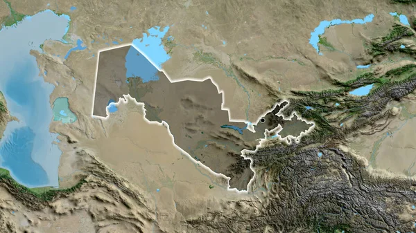 Primo Piano Della Zona Confine Con Uzbekistan Evidenziando Con Una — Foto Stock