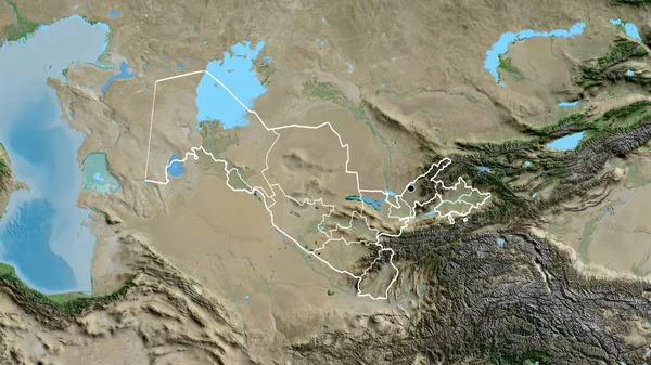 Κοντινό Πλάνο Της Μεθοριακής Περιοχής Του Ουζμπεκιστάν Και Των Περιφερειακών — Φωτογραφία Αρχείου