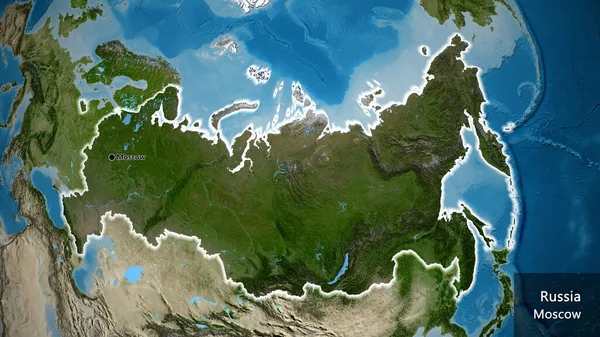 Крупный План Приграничной Зоны России Выделяющийся Тёмным Наложением Спутниковую Карту — стоковое фото