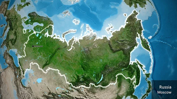 Close Van Het Grensgebied Met Rusland Een Satellietkaart Hoofdpunt Gloeien — Stockfoto