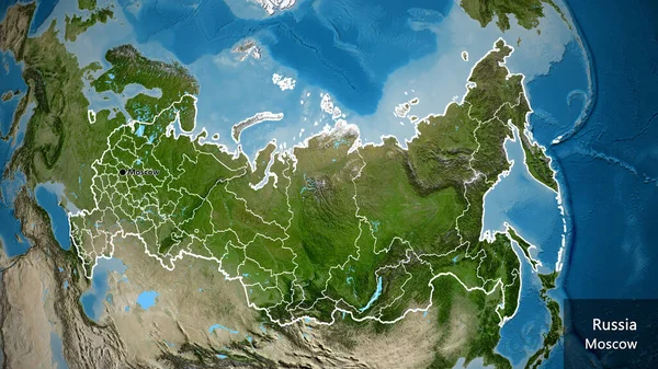 Close Russia Border Area Its Regional Borders Satellite Map Capital — Stock Photo, Image