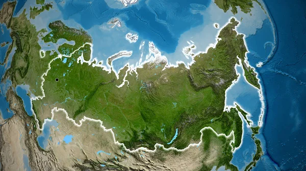 卫星地图上俄罗斯边境地区的特写 资本点 风靡全国 — 图库照片