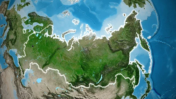 卫星地图上俄罗斯边境地区的特写 资本点 风靡全国 — 图库照片