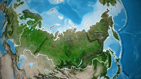 Primer Plano Zona Fronteriza Rusia Mapa Satelital Punto Capital Esquema — Foto de Stock