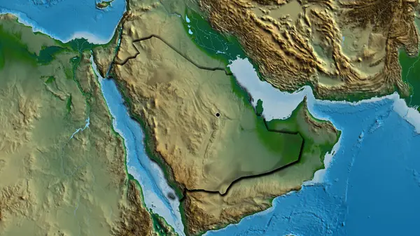 Close Área Fronteira Arábia Saudita Mapa Físico Ponto Capital Bordas — Fotografia de Stock