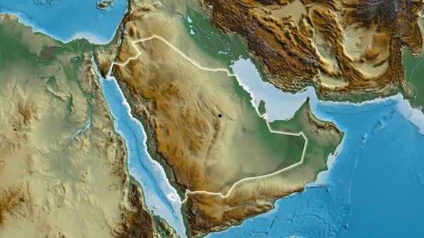Close Área Fronteira Arábia Saudita Mapa Alívio Ponto Capital Brilho — Fotografia de Stock