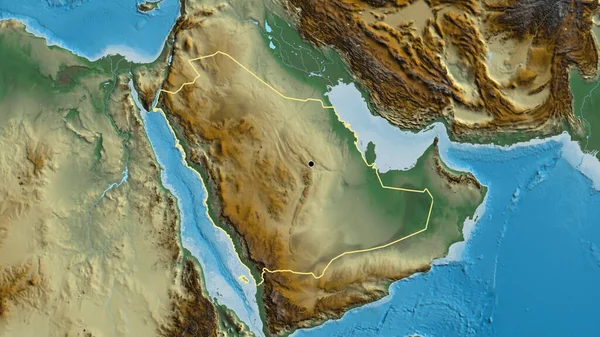 Close Área Fronteira Arábia Saudita Mapa Alívio Ponto Capital Esboço — Fotografia de Stock