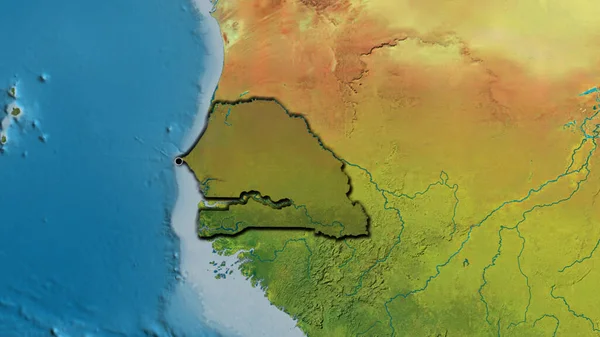 Közelkép Szenegáli Határ Menti Területről Amely Egy Topográfiai Térképen Sötét — Stock Fotó