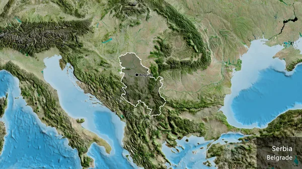 세르비아 지역의 촬영은 지도에 구름이 국가의 모양을 중심으로 나라의 — 스톡 사진